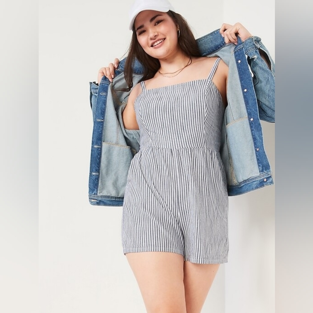 Old Navy | Navy and White Striped Romper